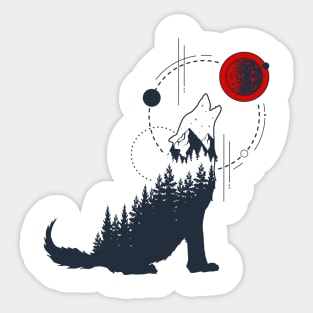 Abstract Howling Wolf, Black Design Sticker